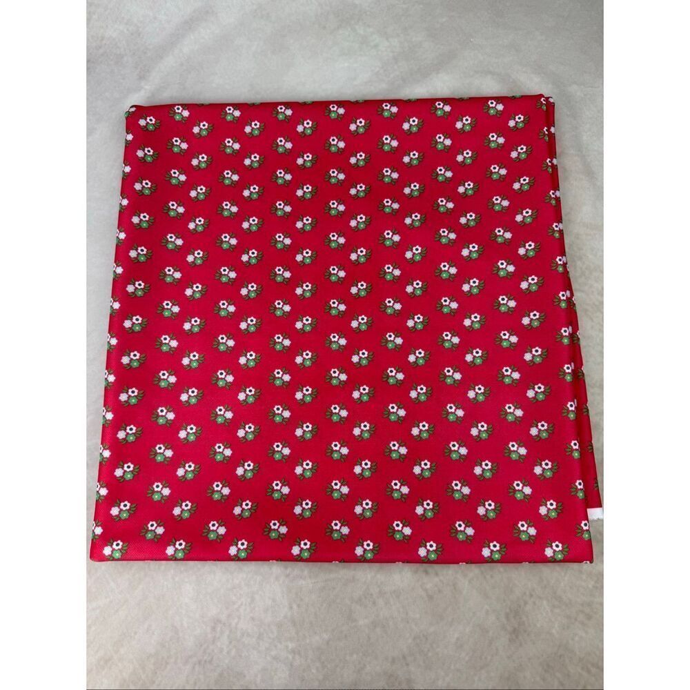 Vintage Fabric Red Flower Power Polyester Knit 54x60”